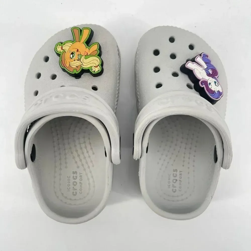 Crocs Toddler Classic Clog Gray C5 Slip On Sandals My Little Pony Jibbitz